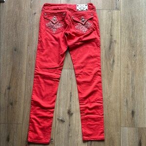 Red Embellished Jeans